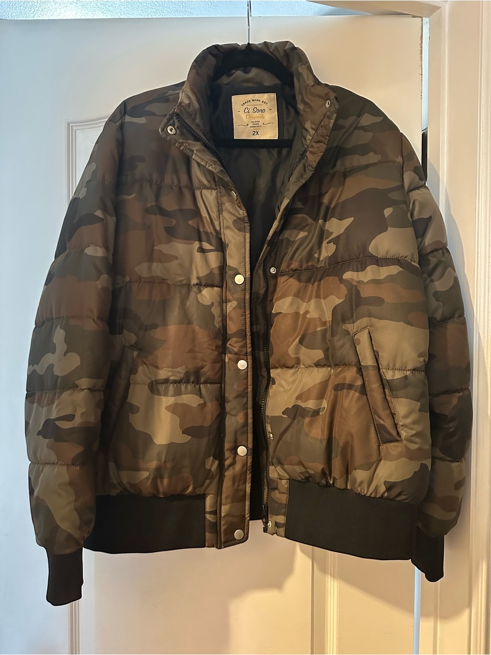Ci Sono Camo Puffer Jacket - Brown & Green